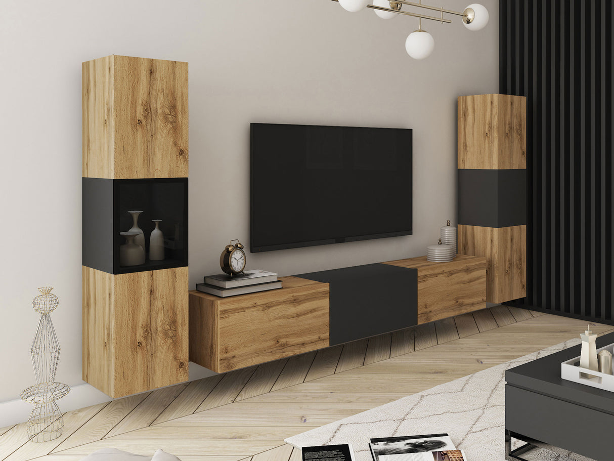 Nappali szett BERLIN III, Szín: Wotan tölgy + Grafit, Led világítás: Nem