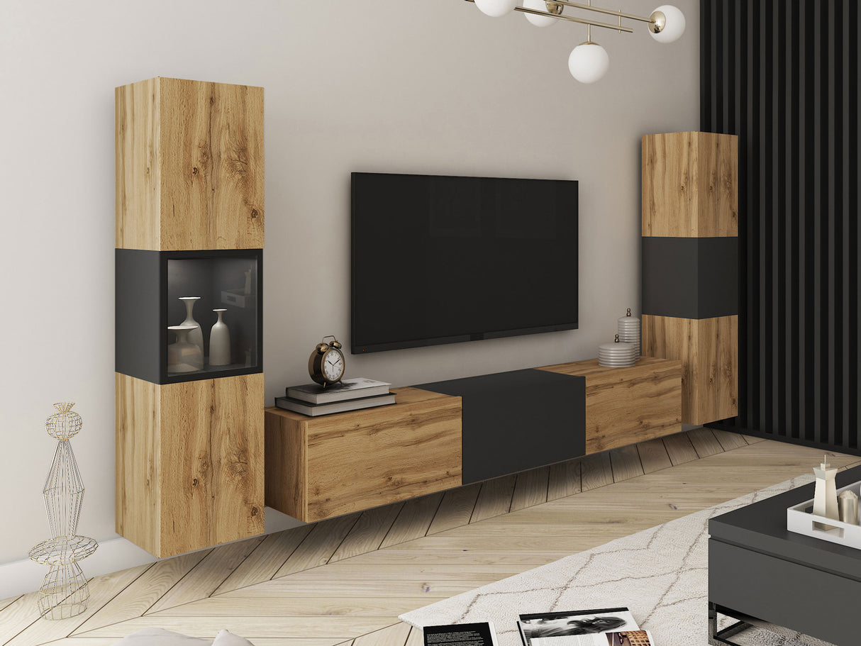 Nappali szett BERLIN III, Szín: Wotan tölgy + Grafit, Led világítás: Igen