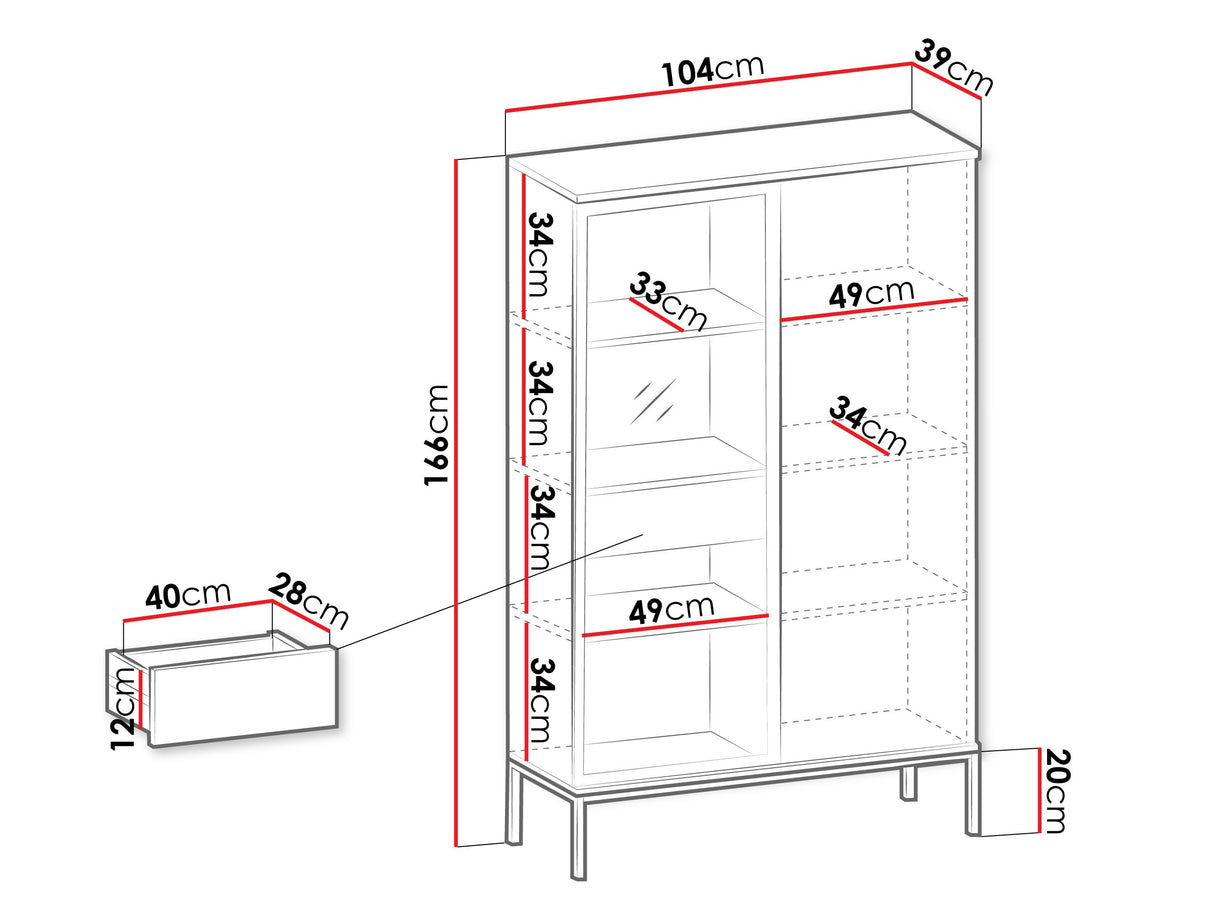 Könyvespolc SENTO WTSZ104 + LED (Kasmír)