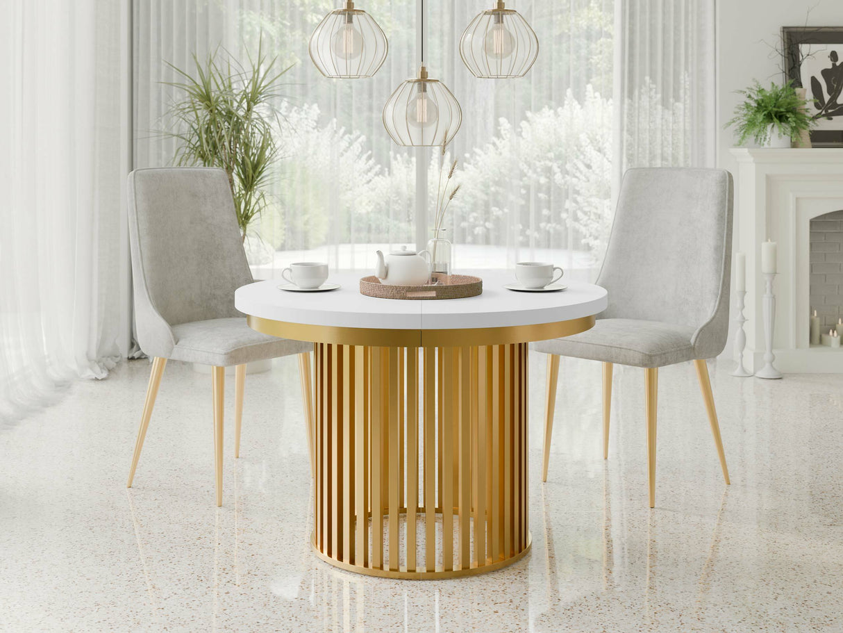 Asztal KOMO FI 100+(2X50), Szín: Fehér + Aranysárga