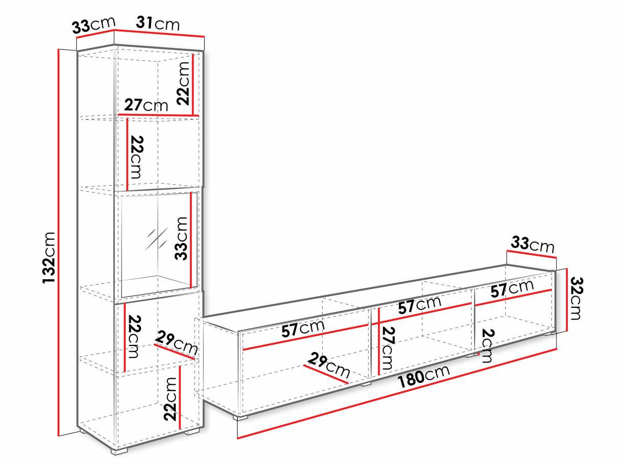 Nappali szett BERLIN I, Szín: Fehér + Wotan tölgy, Led világítás: Igen