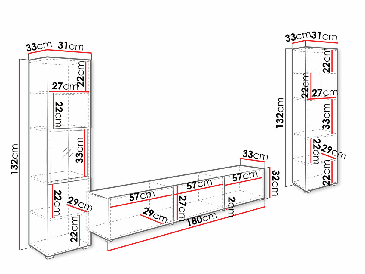 Nappali szett BERLIN III, Szín: Wotan tölgy + Grafit, Led világítás: Nem