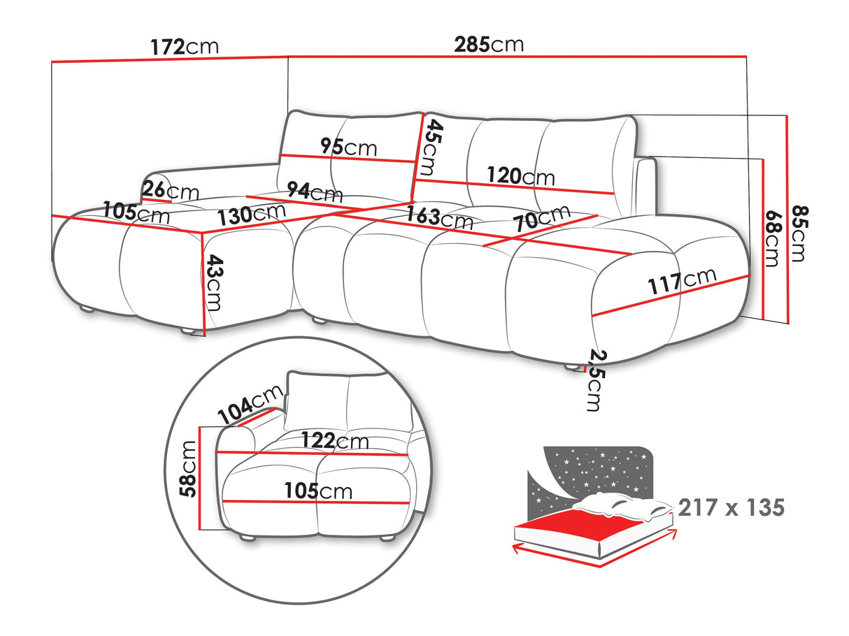 Sarokkanapé MITTO O, Szín: Flow 02, Változatok: Jobb