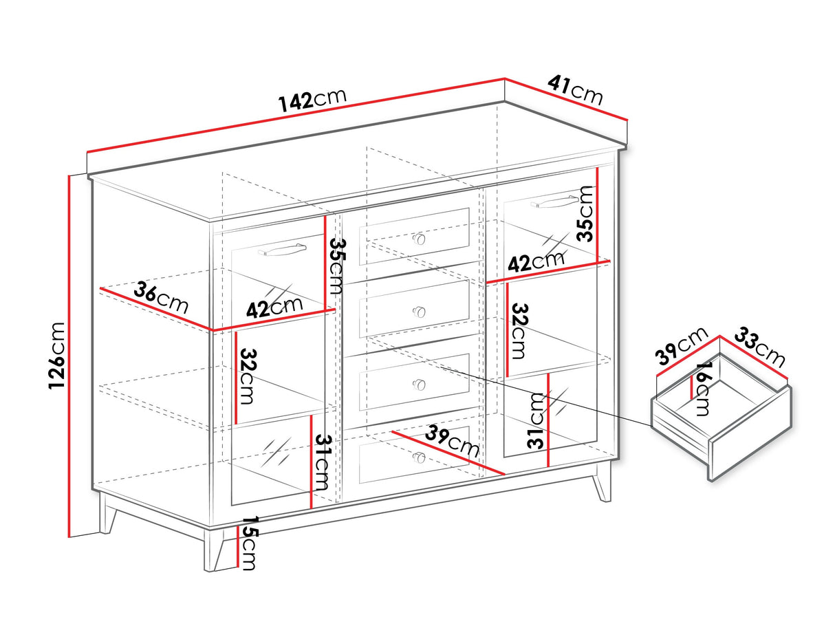 Komód Gablota WINDSOR W-7 Kasmír, -világítás: Nem