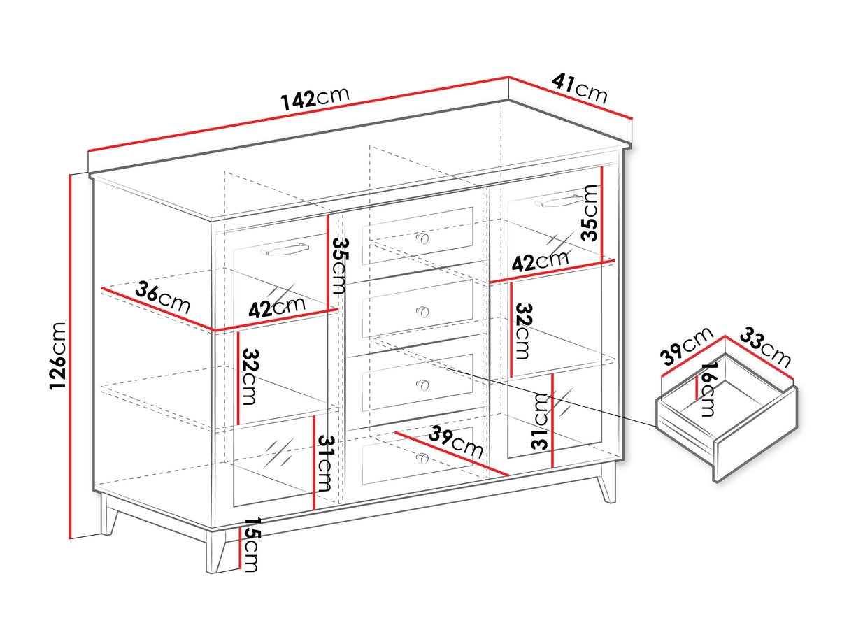 Komód Gablota WINDSOR W-7 Kasmír, -világítás: Igen