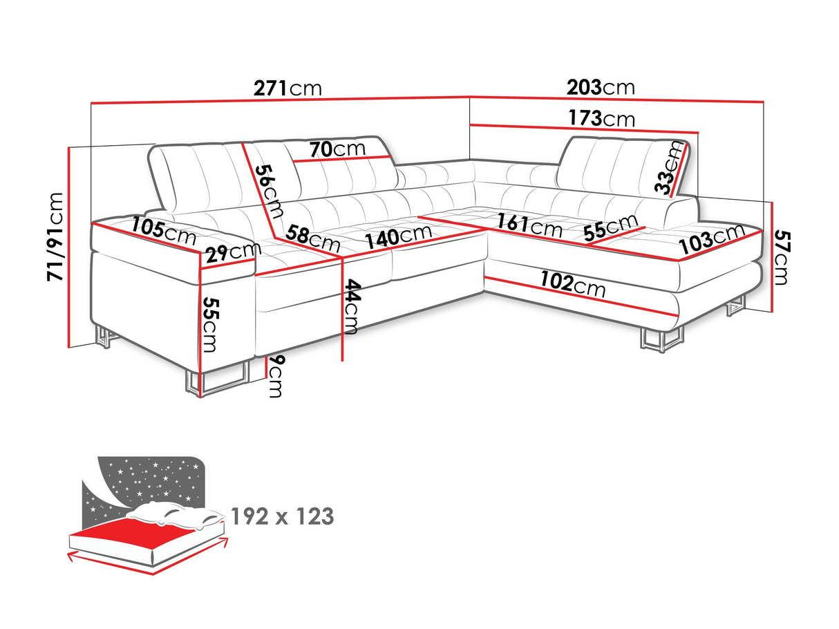Sarokkanapé Laris (Wales), Szín: Nazar 225.02, Változatok: Bal