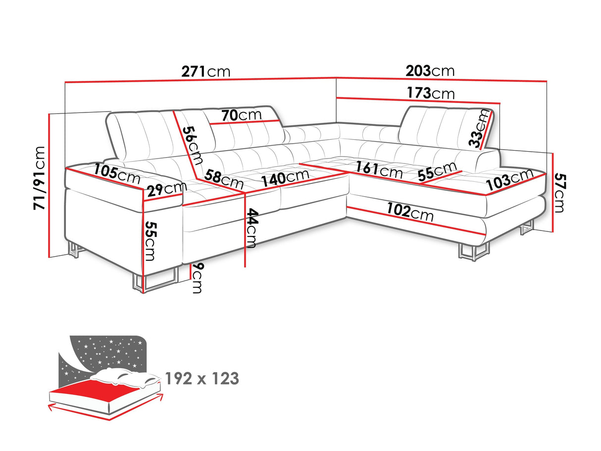 Sarokkanapé Laris (Wales), Szín: Nazar 225.02, Változatok: Jobb