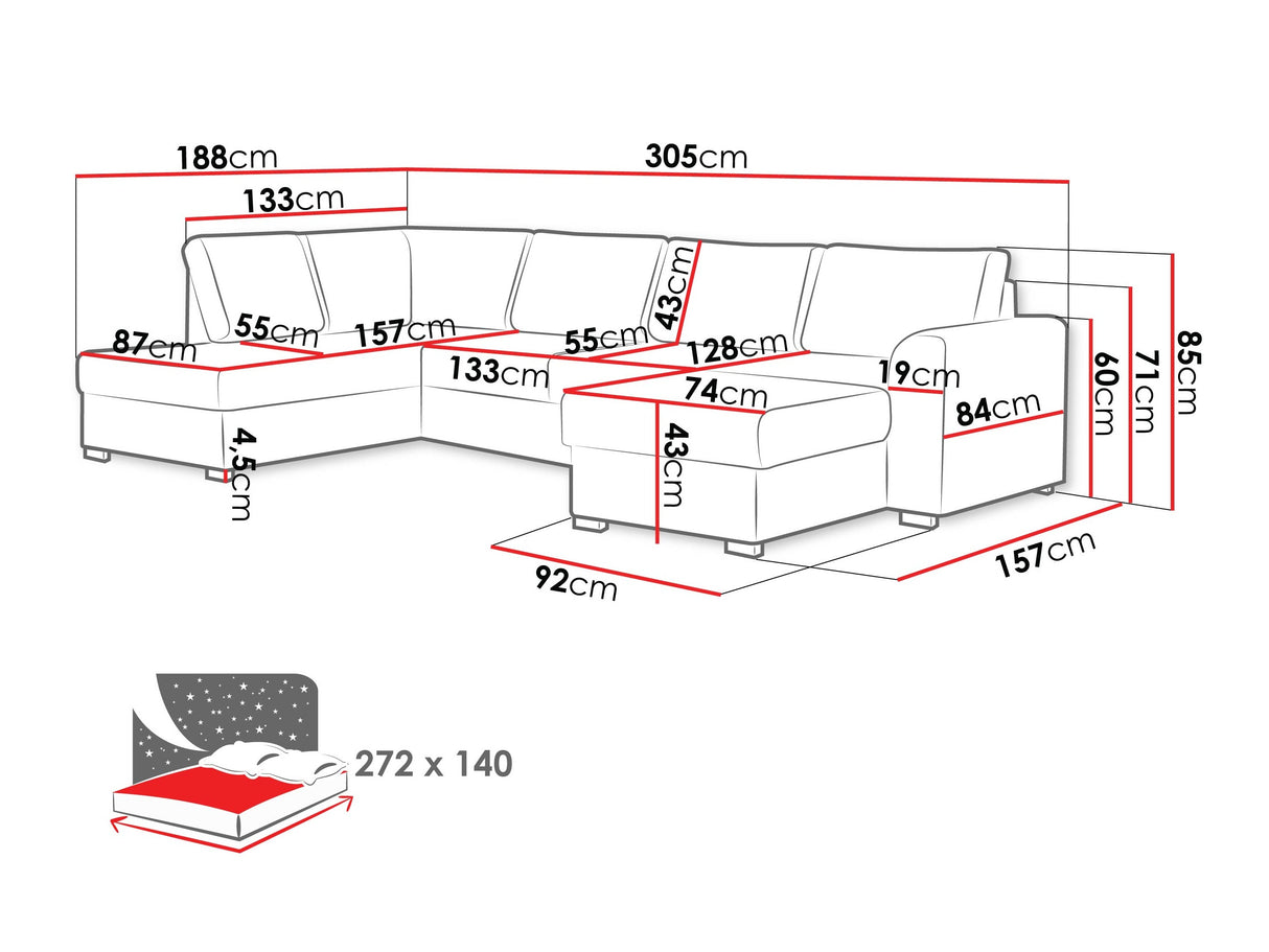 Sarokkanapé Wilma (Szafran), Szín: Nazar 225.02, Változatok: Bal