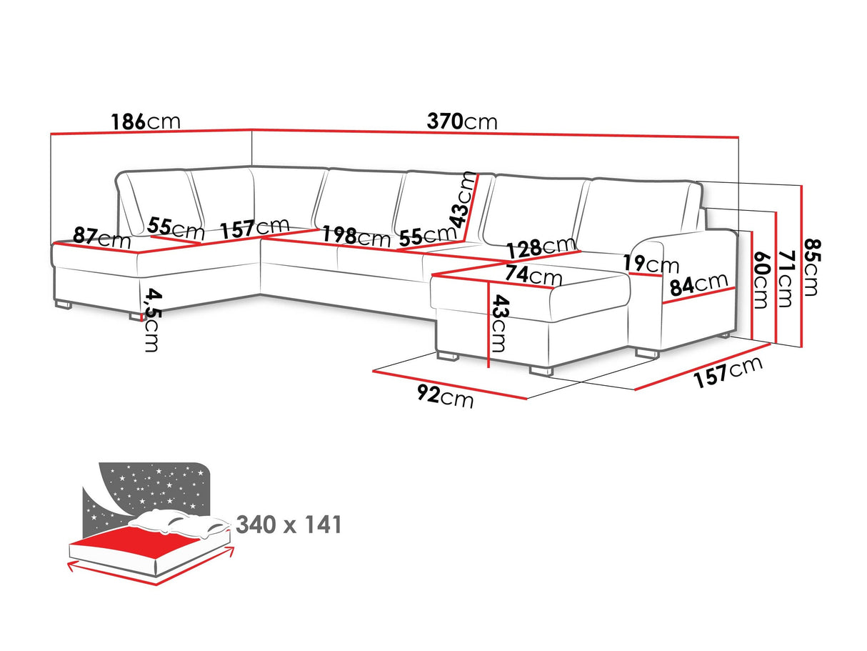 Sarokkanapé Wilma Large (Szafran Large), Szín: Nazar 225.02, Változatok: Bal