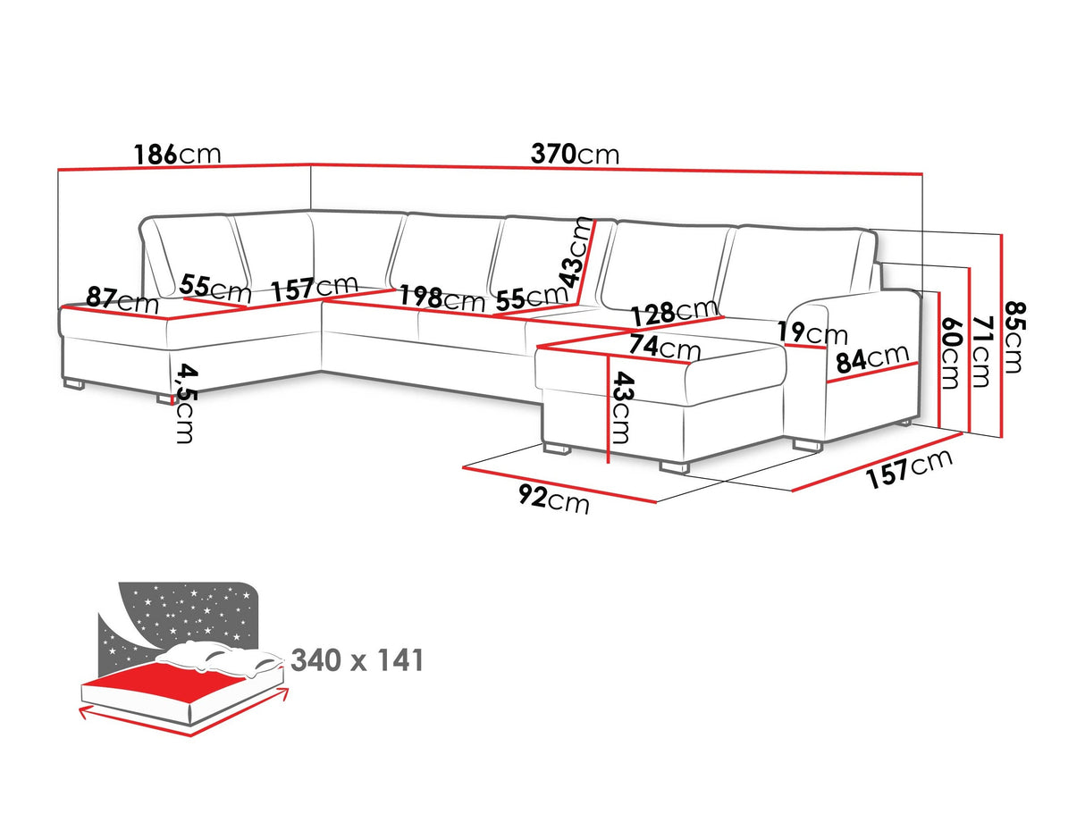 Sarokkanapé Wilma Large (Szafran Large), Szín: Nazar 225.02, Változatok: Jobb