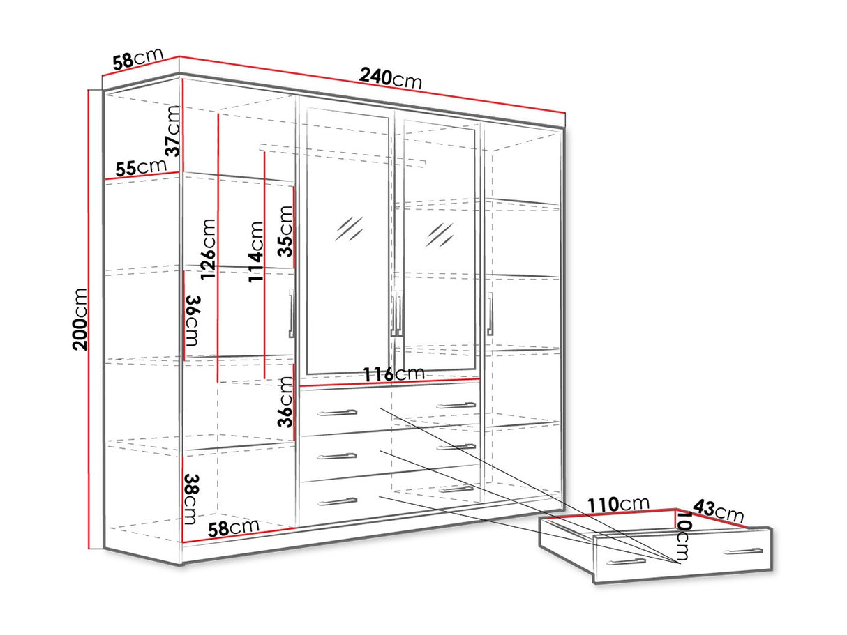 Gardróbszekrény BALI 240 /, Szekrény: Nem 4362421