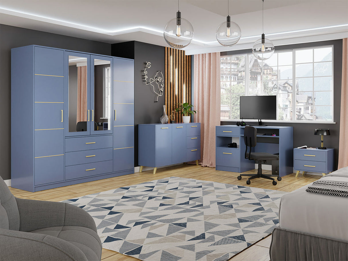 Íróasztal BALI, Szín: Kék + Aranysárga 4362429