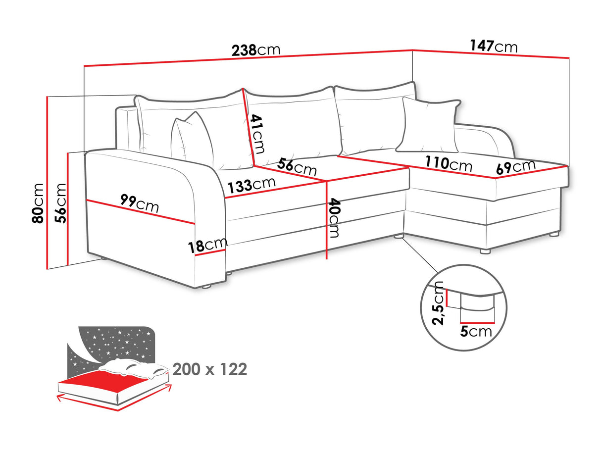 Sarokkanapé Kris (Dalmir Lux), Szín: Flow 09