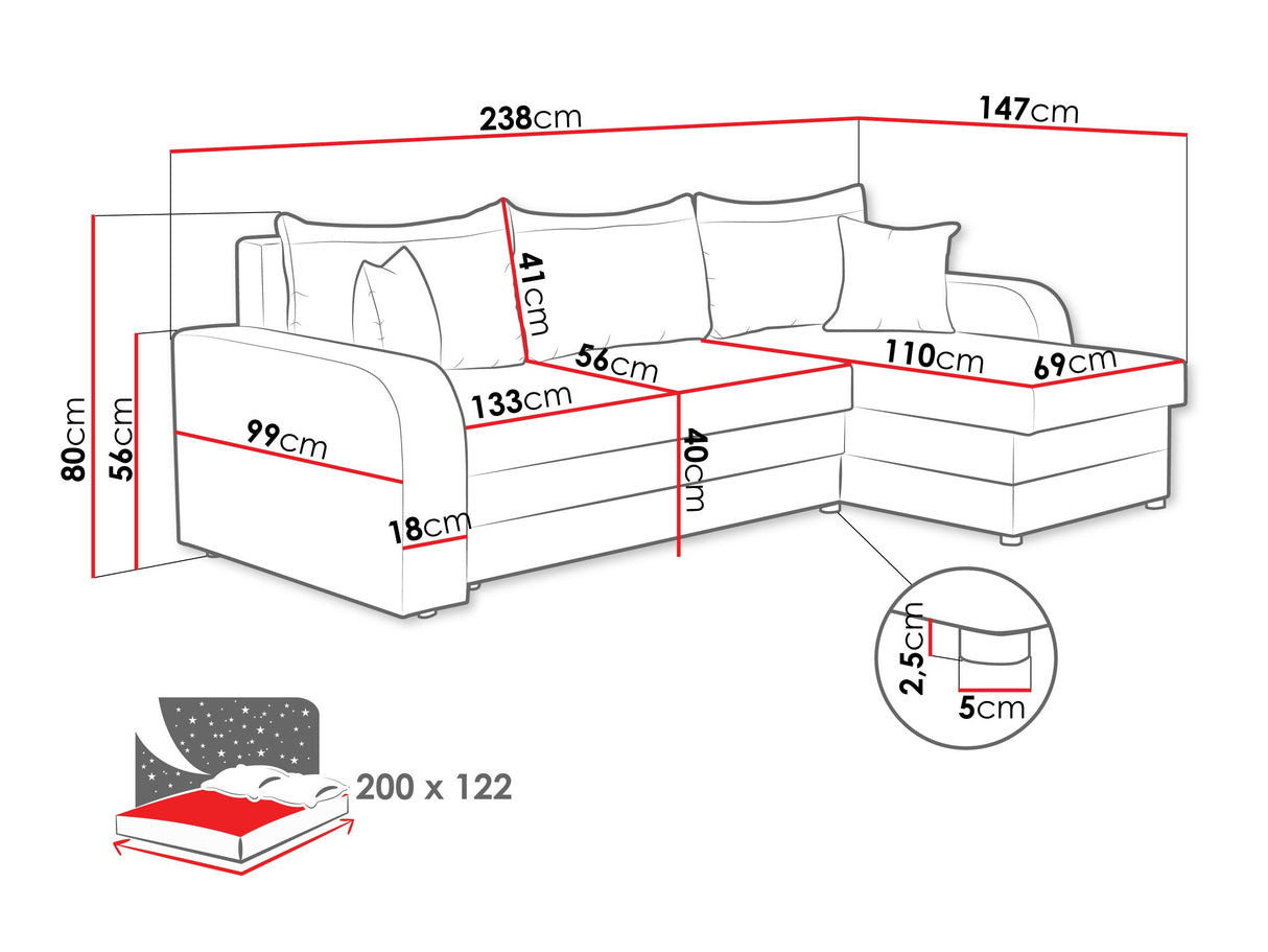 Sarokkanapé Kris (Dalmir Lux), Szín: Cruz 99