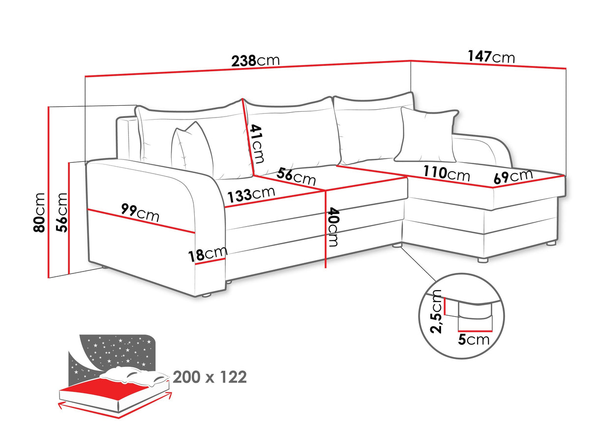 Sarokkanapé Kris (Dalmir Lux), Szín: Wave 05