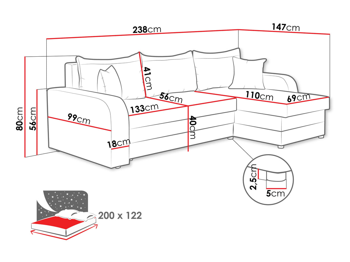 Sarokkanapé Kris (Dalmir Lux), Szín: Nazar 225.05