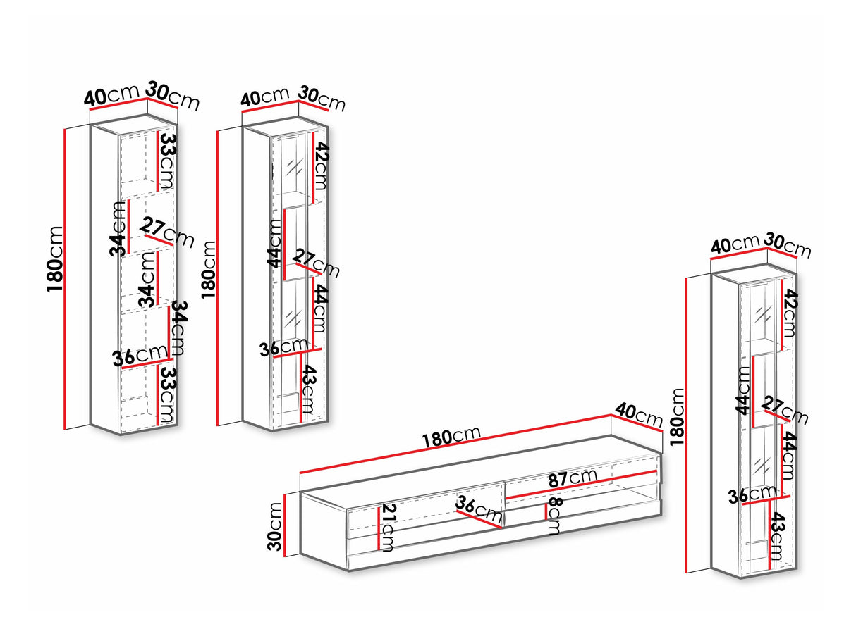 Nappali szett Vigo New VI, -világítás: Kék, Szín: Fehér + Fényes fehér 4374540