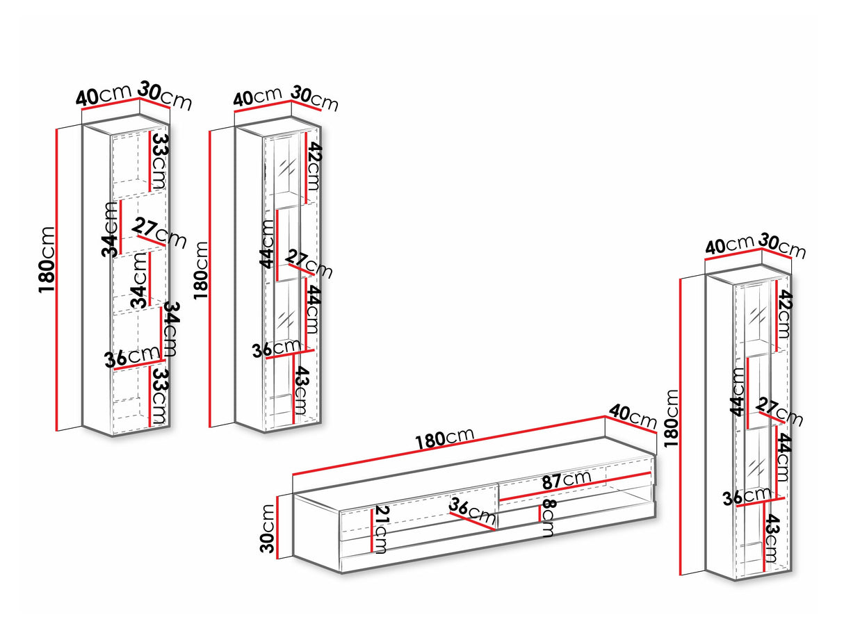 Nappali szett Vigo New VI, -világítás: Nem, Szín: Fehér + Fényes fehér 4374547