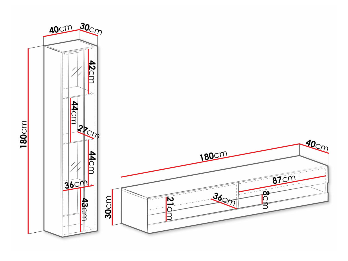 Nappali szett Vigo New VIII, -világítás: Kék, Szín: Fehér + Fényes fehér 4374599