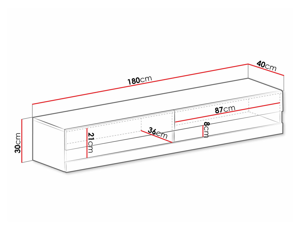TV-állvány Vigo New 180 (Zigo New 180) II, Szín: Fehér + Fényes fehér, -világítás: Nem 4374703