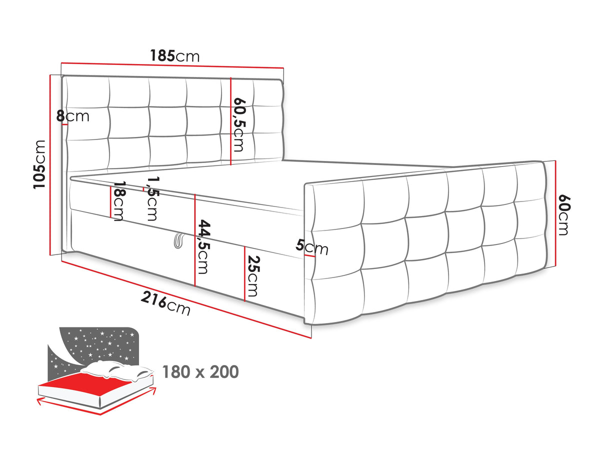 Kontinentális ágy Milanem 2 (Peregryn 2), Alvó felület mérete: 180 x 200 cm, Szín: Rico 03 4375449