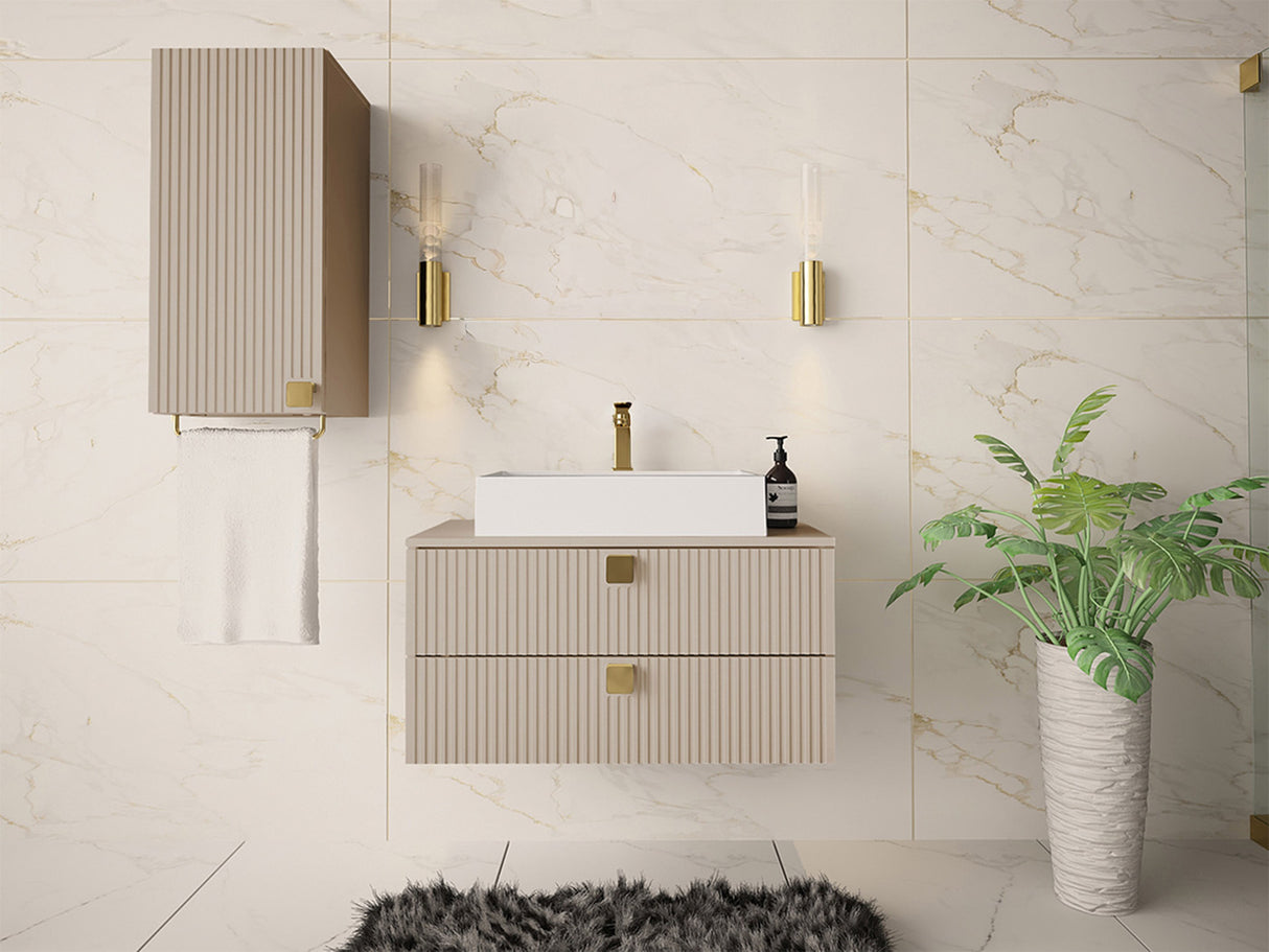 Fürdőszobai garnitúra Garianem IV, Szín: Világosbarna, Mosdókagyló: Nem 4376944