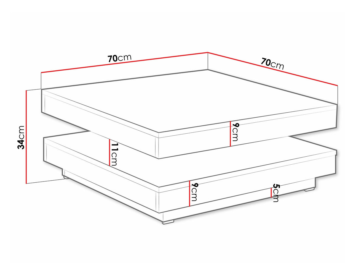 Kihajtható dohányzóasztal Nenani (Druzjan), Szín: Wotan tölgy + Fehér 4381312
