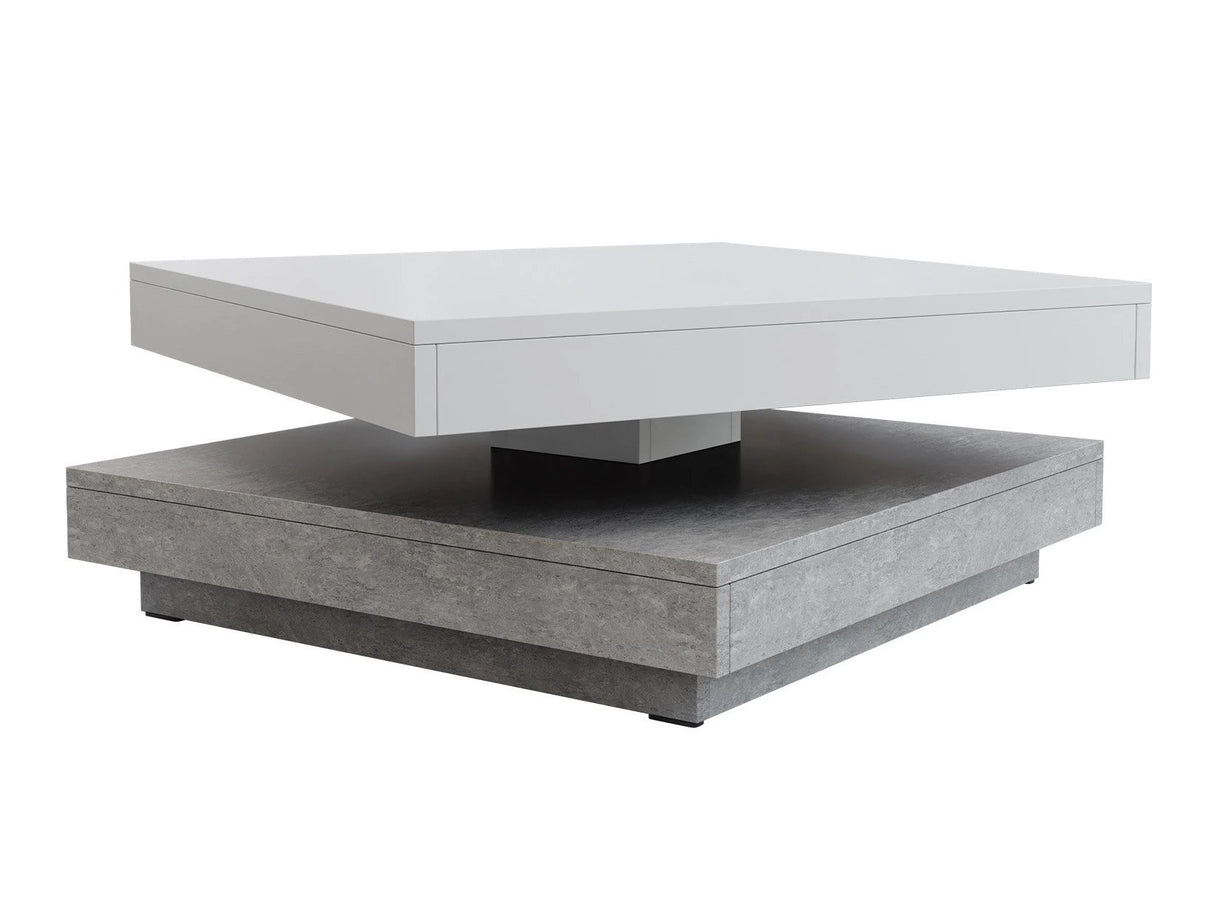 Kihajtható dohányzóasztal Nenani (Druzjan), Szín: Beton + Fehér 4381319