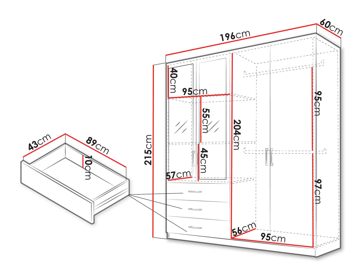 Gardróbszekrény PEKIN D4, Szín: Fehér