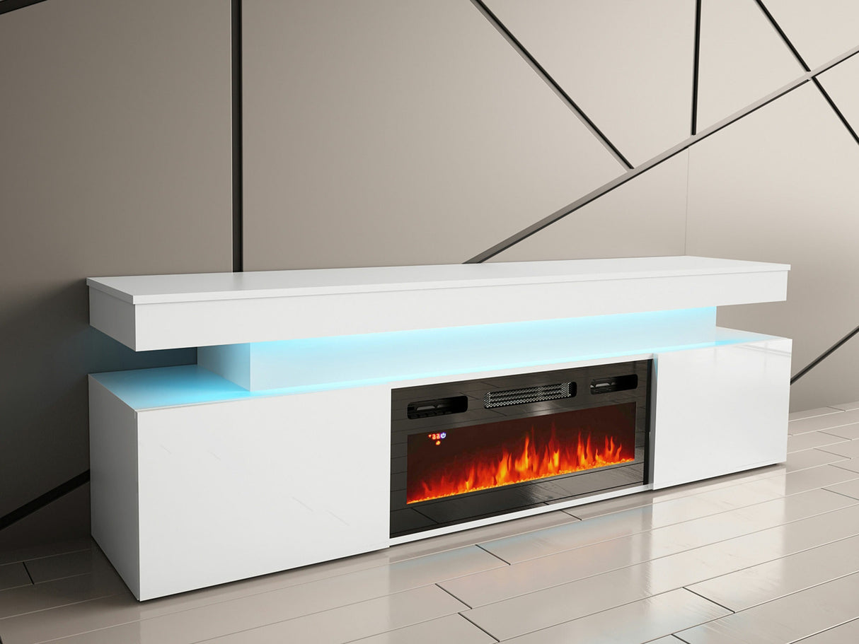 TV-állvány RTV EF 2D GLOSSA + + (Lestirola), Szín: Fehér + Fényes fehér 4390038