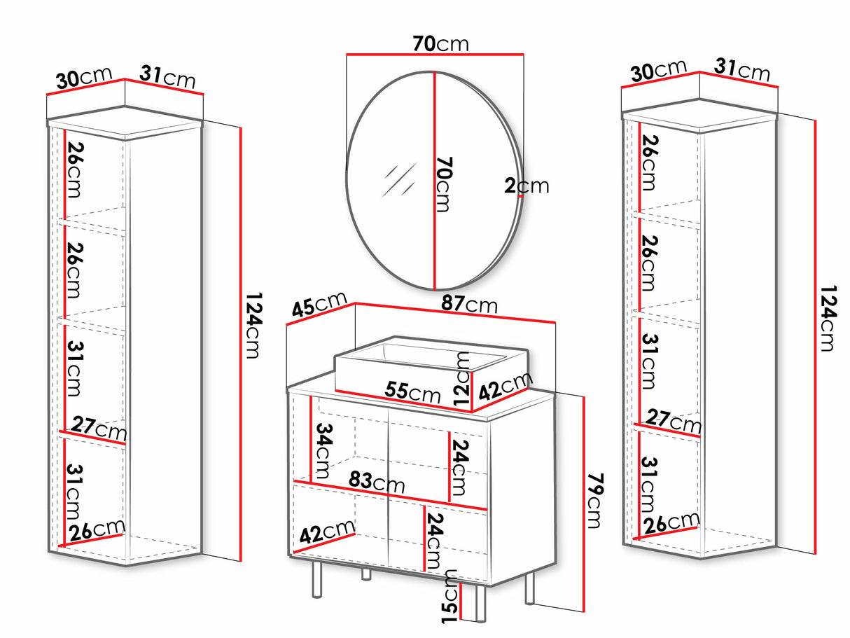 Fürdőszobai garnitúra NUBIA IV, Szín:, Mosdókagyló: Igen 4391228