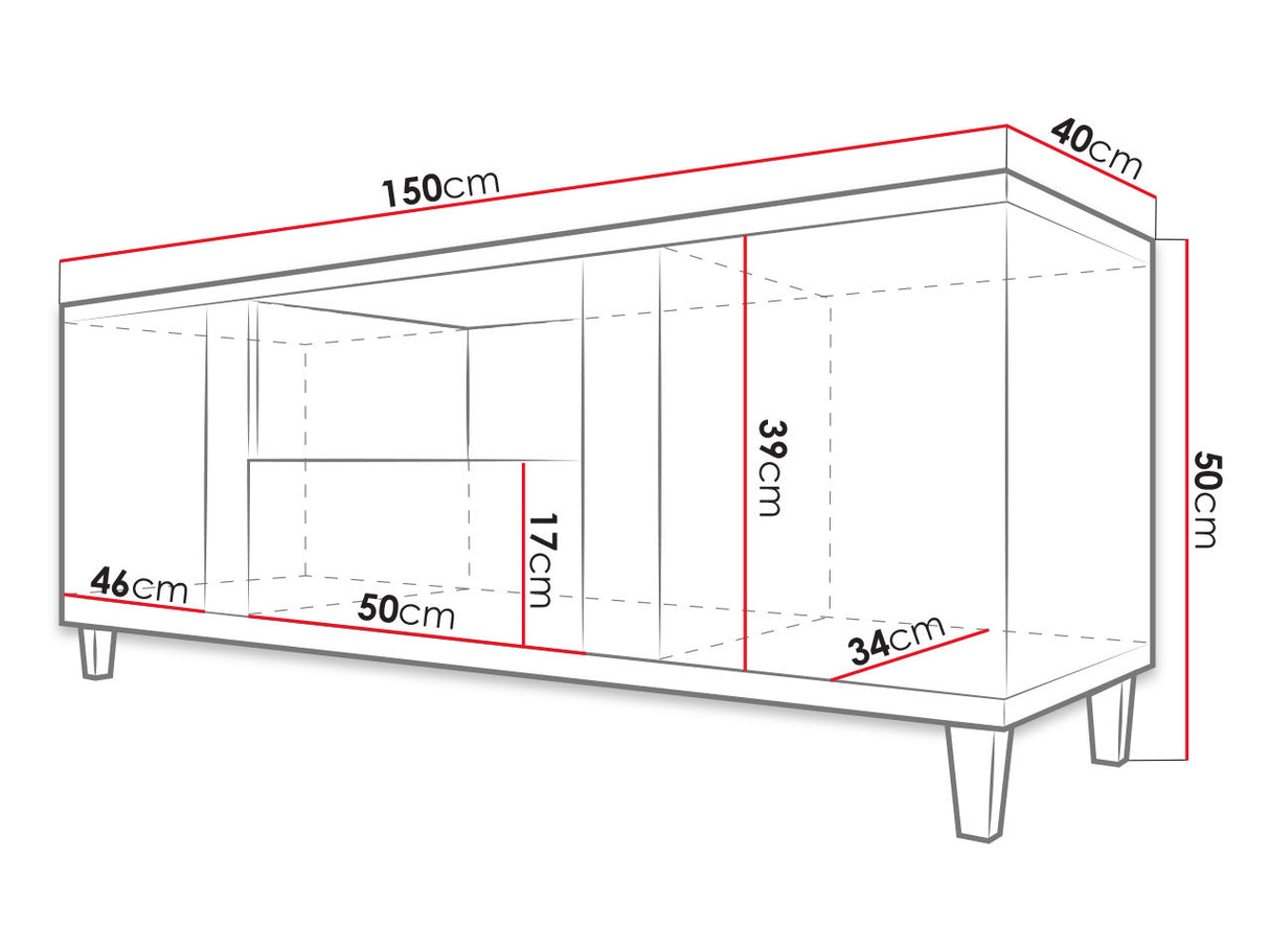 TV-állvány MARCO (Anrok 150 AR15), Szín: Fehér + Fényes fehér + Világos fa 4394379