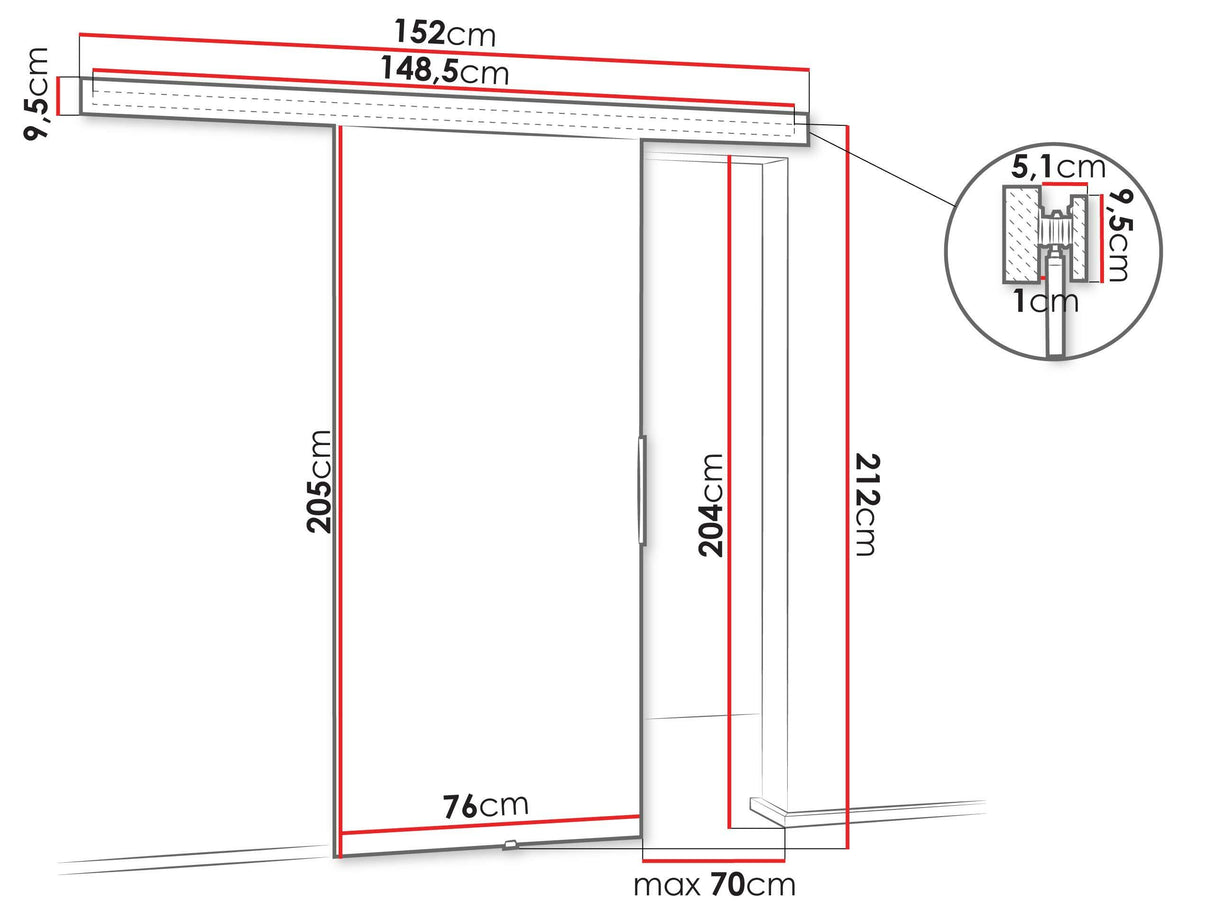 Tolóajtók MALIBU 70 + samodomykacz, Szín: Sonoma tölgy 4397589