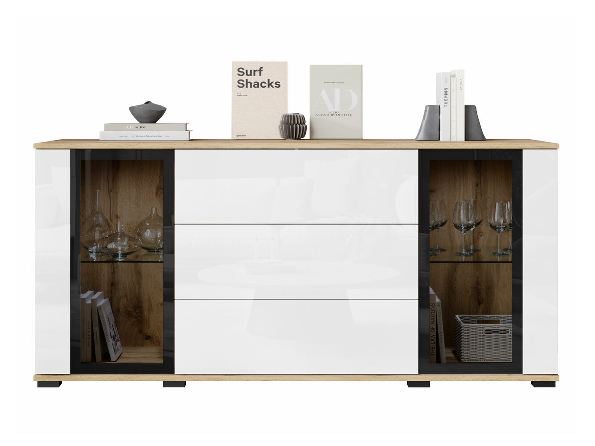 Komód CARO SB 150, Szín: Wotan tölgy + Fényes fehér, -világítás: Nem 4417716