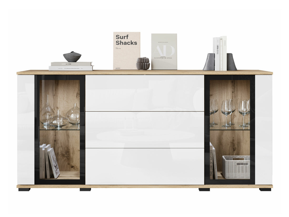 Komód CARO SB 150, Szín: Wotan tölgy + Fényes fehér, -világítás: Igen 4417719