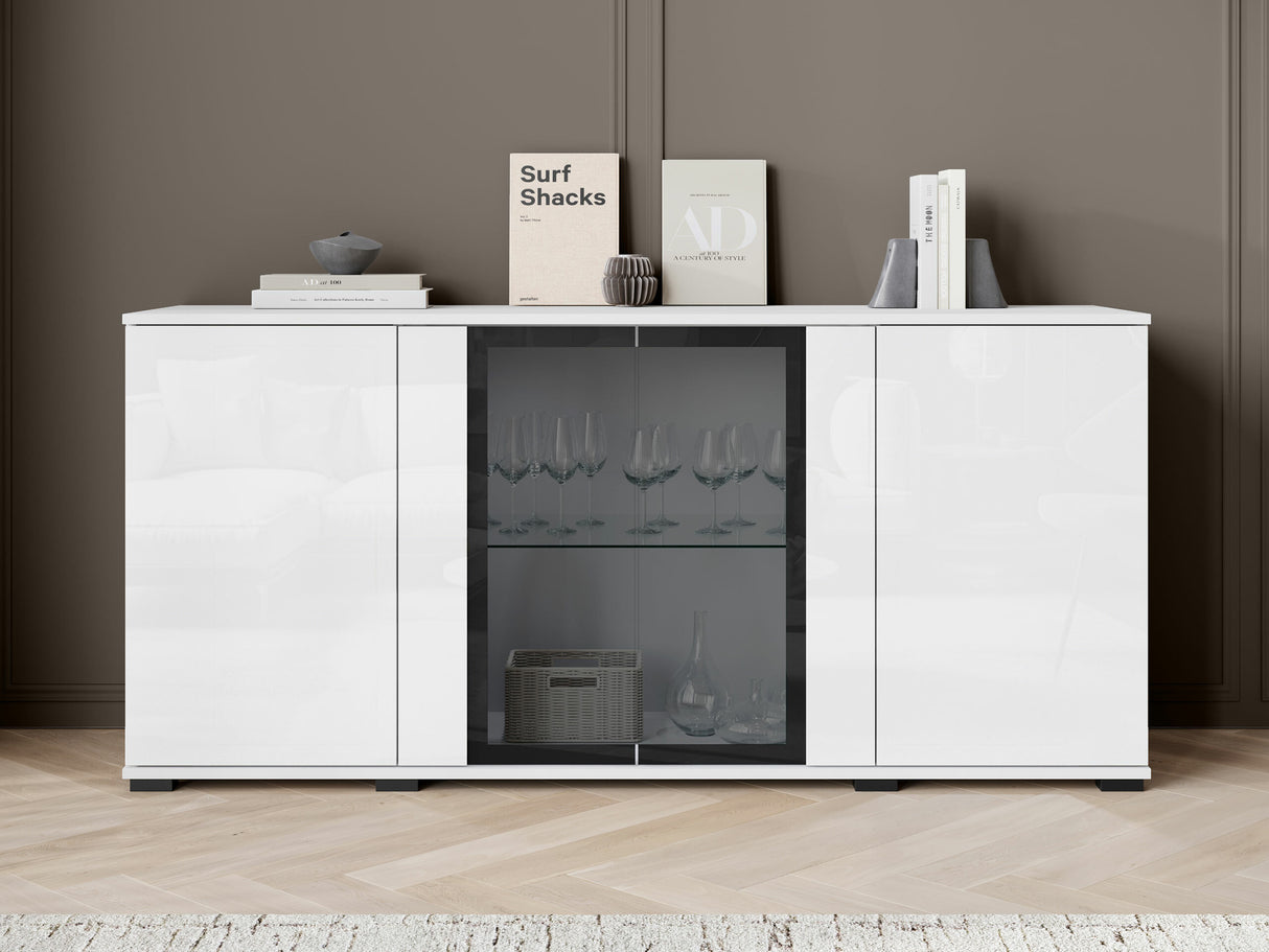 Szekrény CARO SB 154, Szín: Fehér + Fényes fehér, -világítás: Nem 4419022