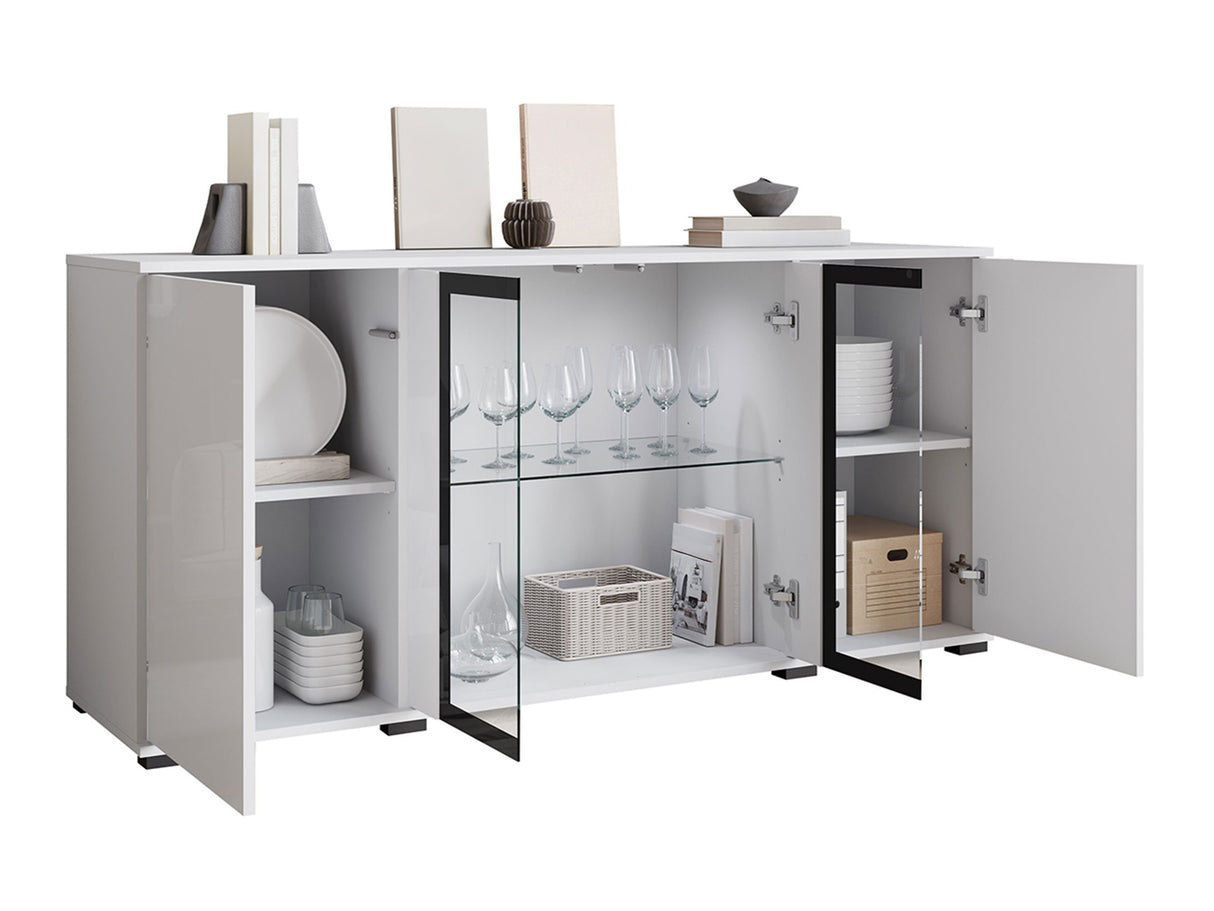 Szekrény CARO SB 154, Szín: Fehér + Fényes fehér, -világítás: Igen 4419034