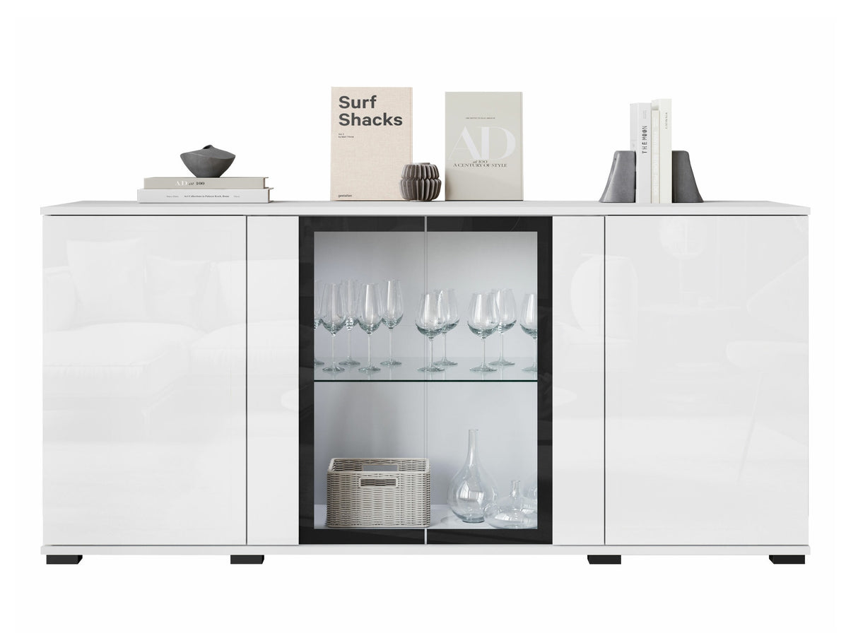 Szekrény CARO SB 154, Szín: Fehér + Fényes fehér, -világítás: Igen 4419035