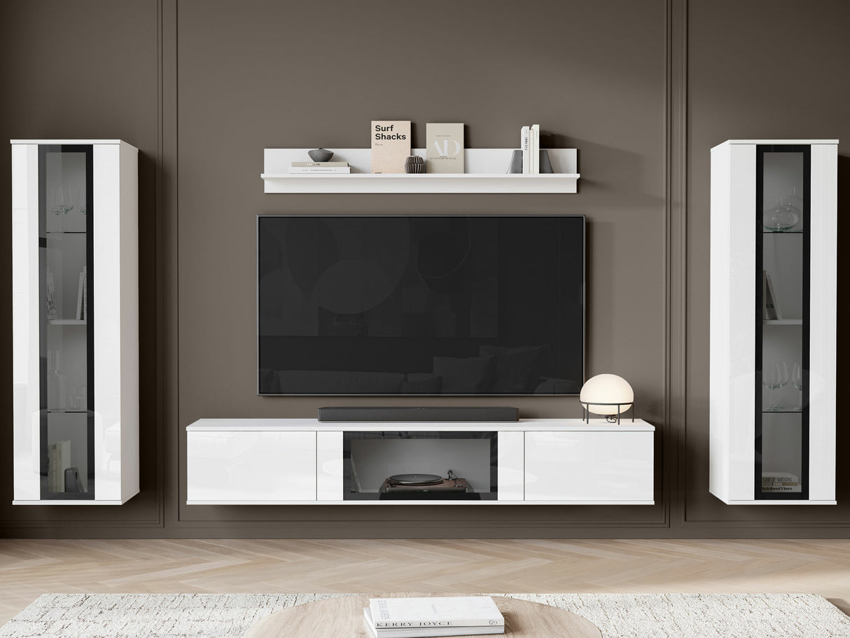 Nappali szett CARO, Szín: Fehér + Fényes fehér, -világítás: Nem 4420622