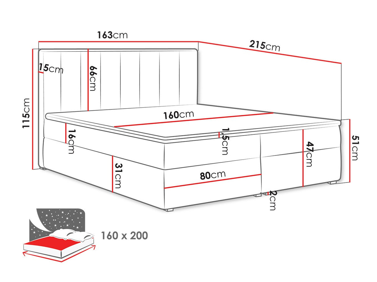 Kontinentális ágy IDEAL BOX (Sonden Box), Szín: Magic bársony 2258, Alvó felület mérete: 160 x 200 cm 4425332