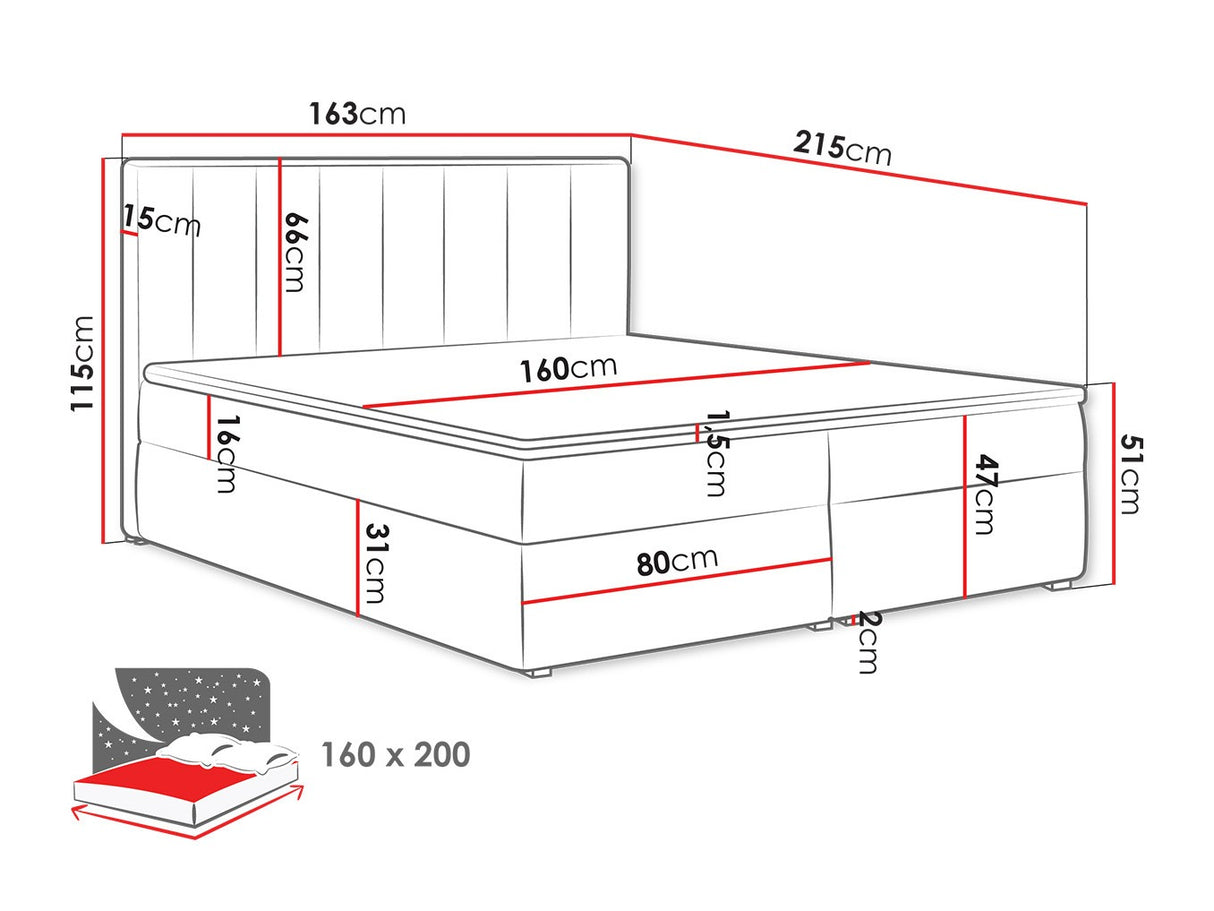 Kontinentális ágy IDEAL BOX (Sonden Box), Szín: Magic bársony 2216, Alvó felület mérete: 160 x 200 cm 4425333