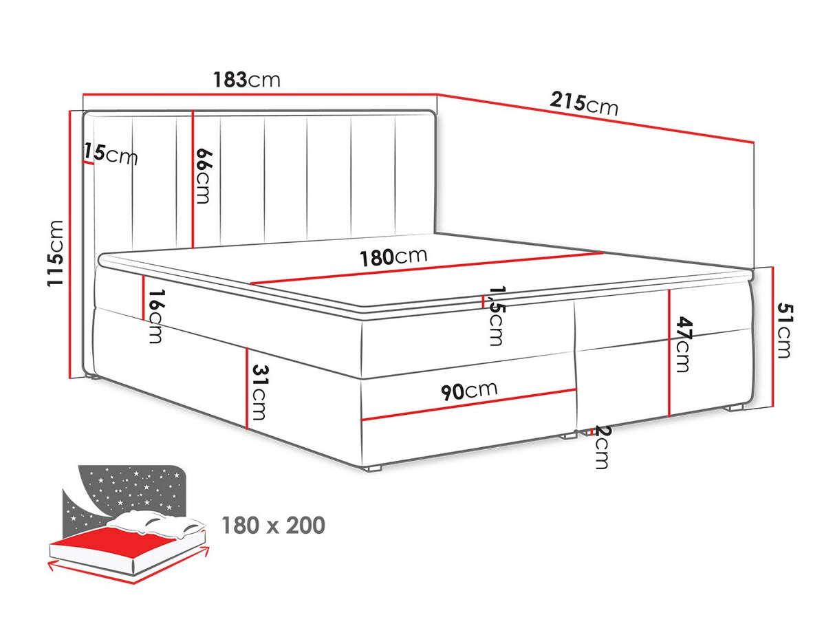 Kontinentális ágy IDEAL BOX (Sonden Box): Magic bársony 2258, Alvó felület mérete: 180 x 200 cm 4425338