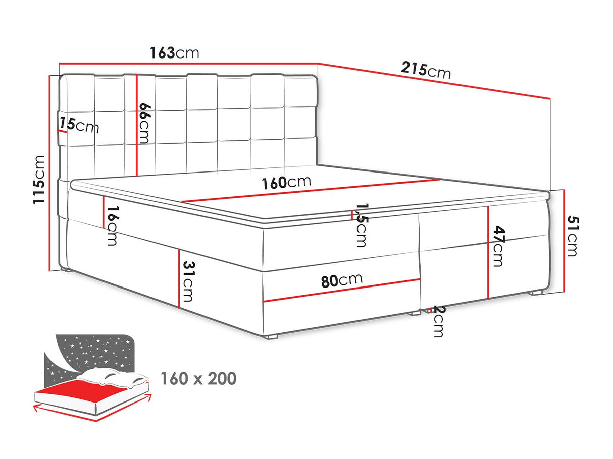 Kontinentális ágy MALMO BOX (Kinec Box), Szín: Kronos 19, Alvó felület mérete: 160 x 200 cm 4425348