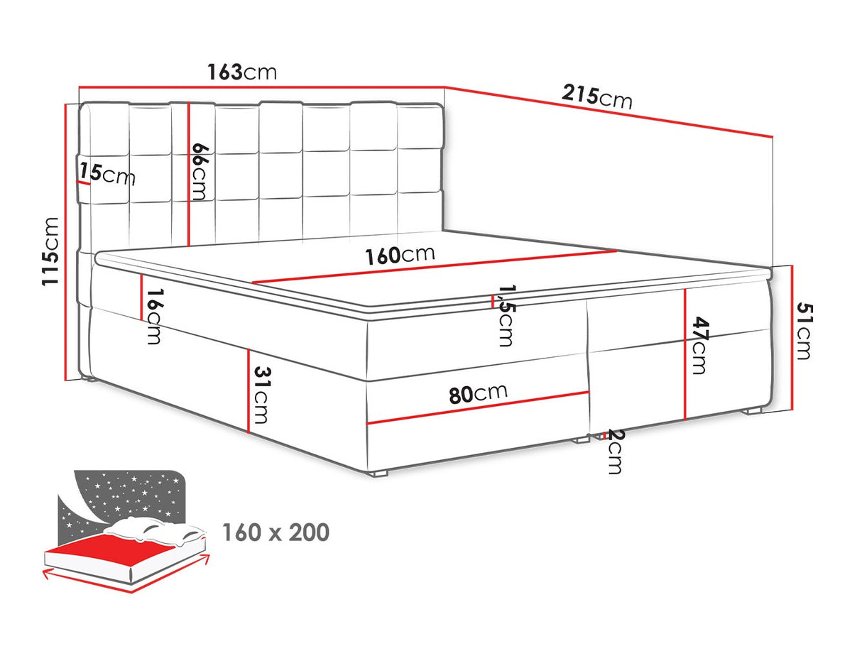 Kontinentális ágy MALMO BOX (Kinec Box), Szín: Kronos 22, Alvó felület mérete: 160 x 200 cm 4425349