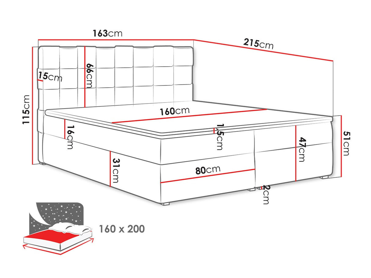 Kontinentális ágy MALMO BOX (Kinec Box), Szín: Kronos 35, Alvó felület mérete: 160 x 200 cm 4425350