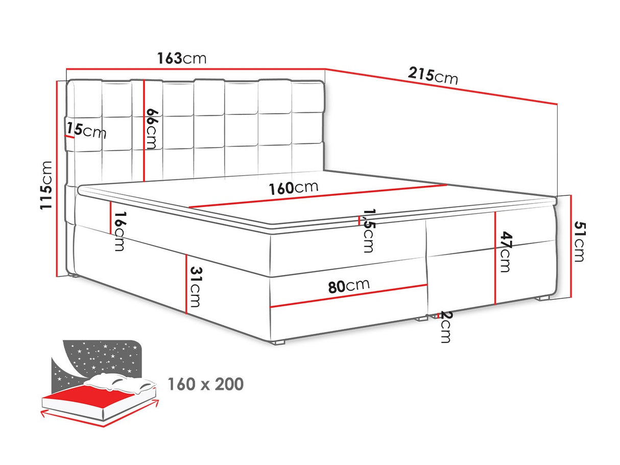 Kontinentális ágy MALMO BOX (Kinec Box), Szín: Kronos 02, Alvó felület mérete: 160 x 200 cm 4425351