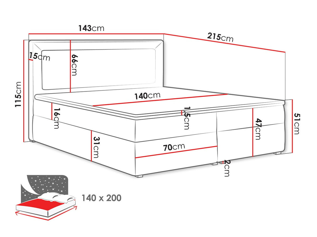 Kontinentális ágy MODEN BOX (Koay Box), Szín: Victoria 14 866, Alvó felület mérete: 140 x 200 cm 4425363