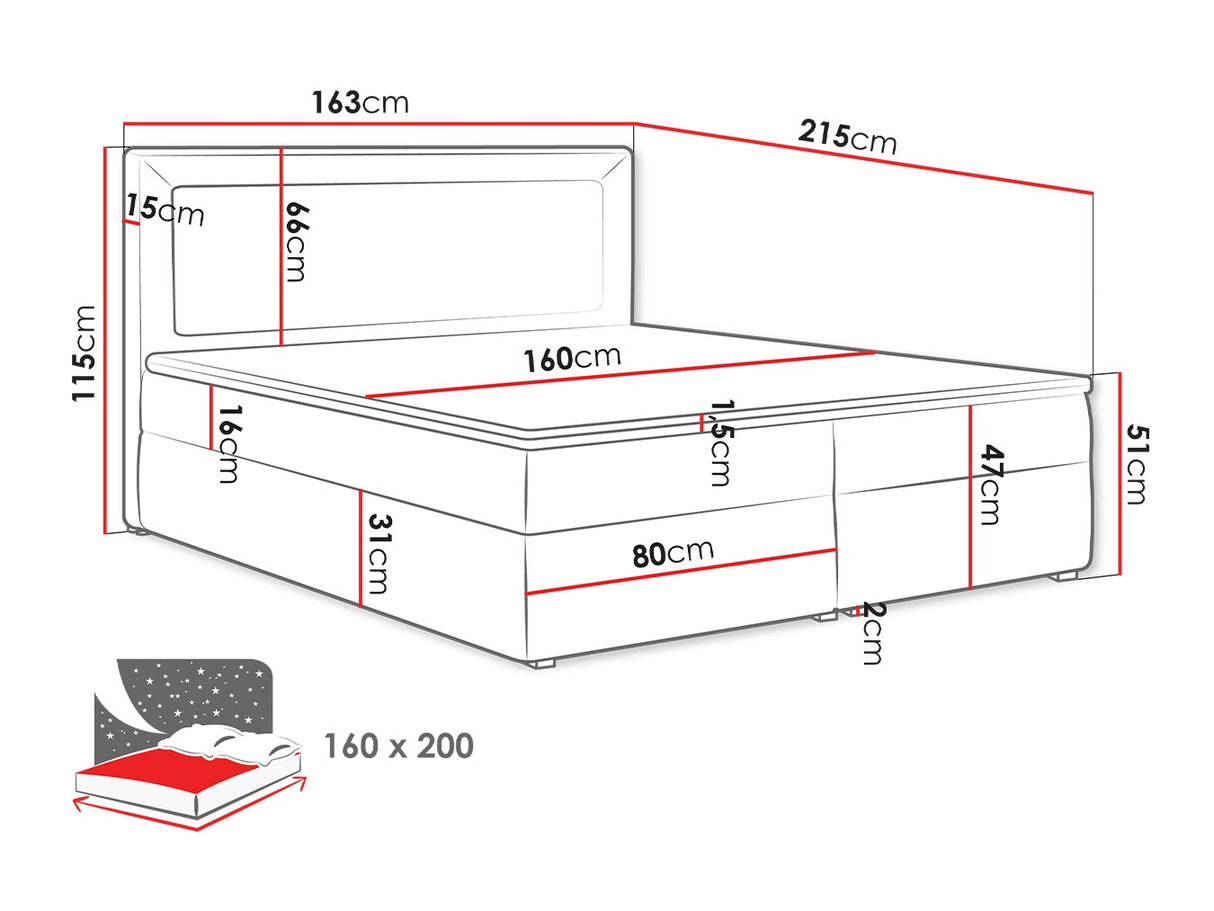 Kontinentális ágy MODEN BOX (Koay Box), Szín: Victoria 14 864, Alvó felület mérete: 160 x 200 cm 4425369