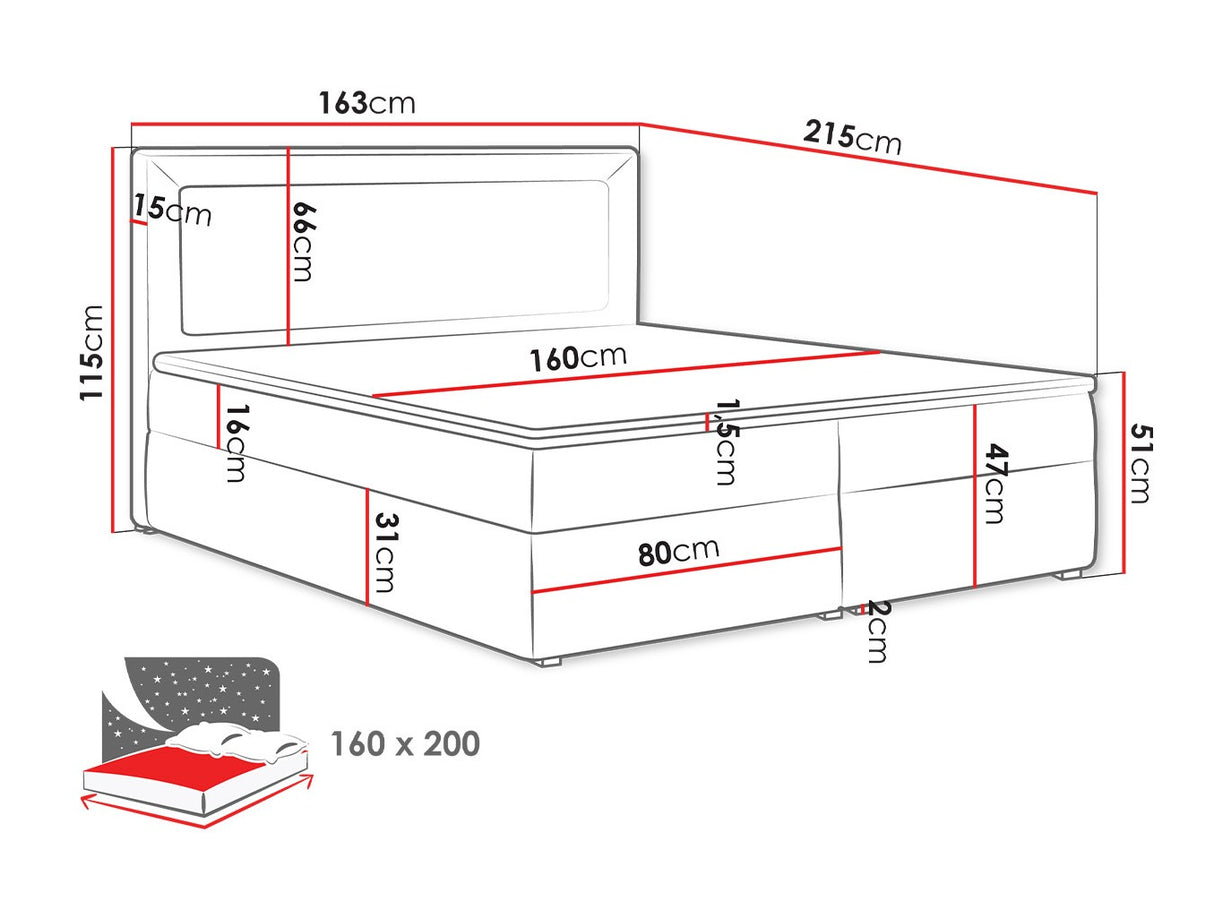 Kontinentális ágy MODEN BOX (Koay Box), Szín: Victoria 14 865, Alvó felület mérete: 160 x 200 cm 4425370