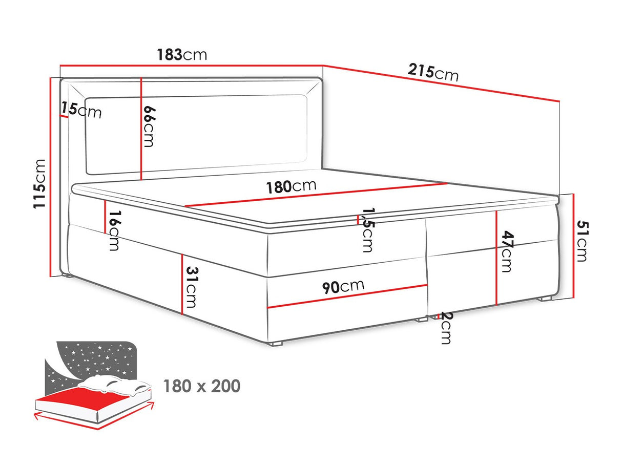 Kontinentális ágy MODEN BOX (Koay Box), Szín: Victoria 14 865, Alvó felület mérete: 180 x 200 cm 4425378